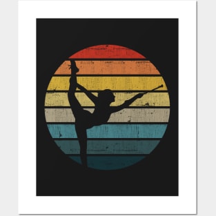 Baton twirling Silhouette On A Distressed Retro Sunset design Posters and Art